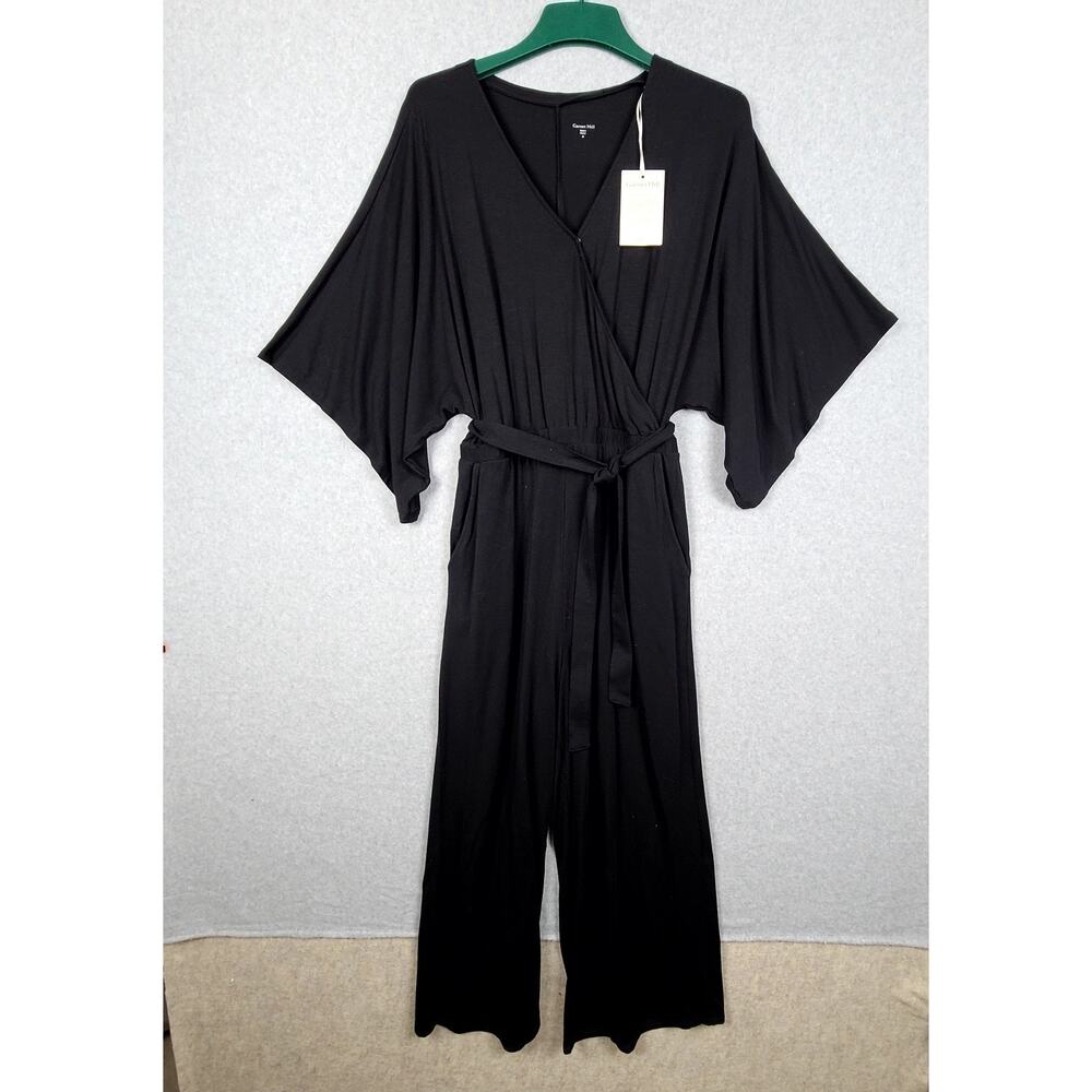 Garnet Hill Prato Knit Boatneck Kimono Sleeve Wide Leg Jumpsuit Black Medium NEW - Picture 5 of 13